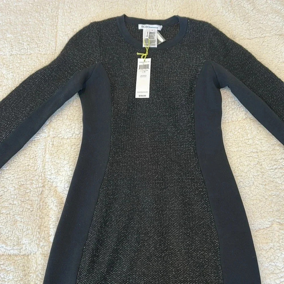 BCBGeneration Black/comb long sleeve sweater knit dress size M - Picture 6 of 12
